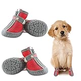 Fácil de poner y quitar La protección de patas con cremallera l es fácil de poner y quitar para tu perro. Con cierre de velcro ajustable, los zapatos se pueden ajustar según la circunferencia de la pierna del perro, por lo que los zapatos no se caen fácilmente.