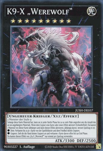 K9-X „Werewolf“ JUSH-DE037 Super Rare Deutsch Boosterfrisch 1. Auflage - Justice Hunters - mit ReCollectibles-Versandschutz - für Yu-Gi-Oh!