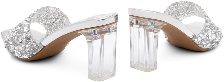 Shoe Land Clear Heels for Women – 3 Inch Chunky Heeled Mules, Transparent Slip-On Square Toe Slides | Dressy Clear Sandals for Wedding, Party & Casual Wear - Image 4