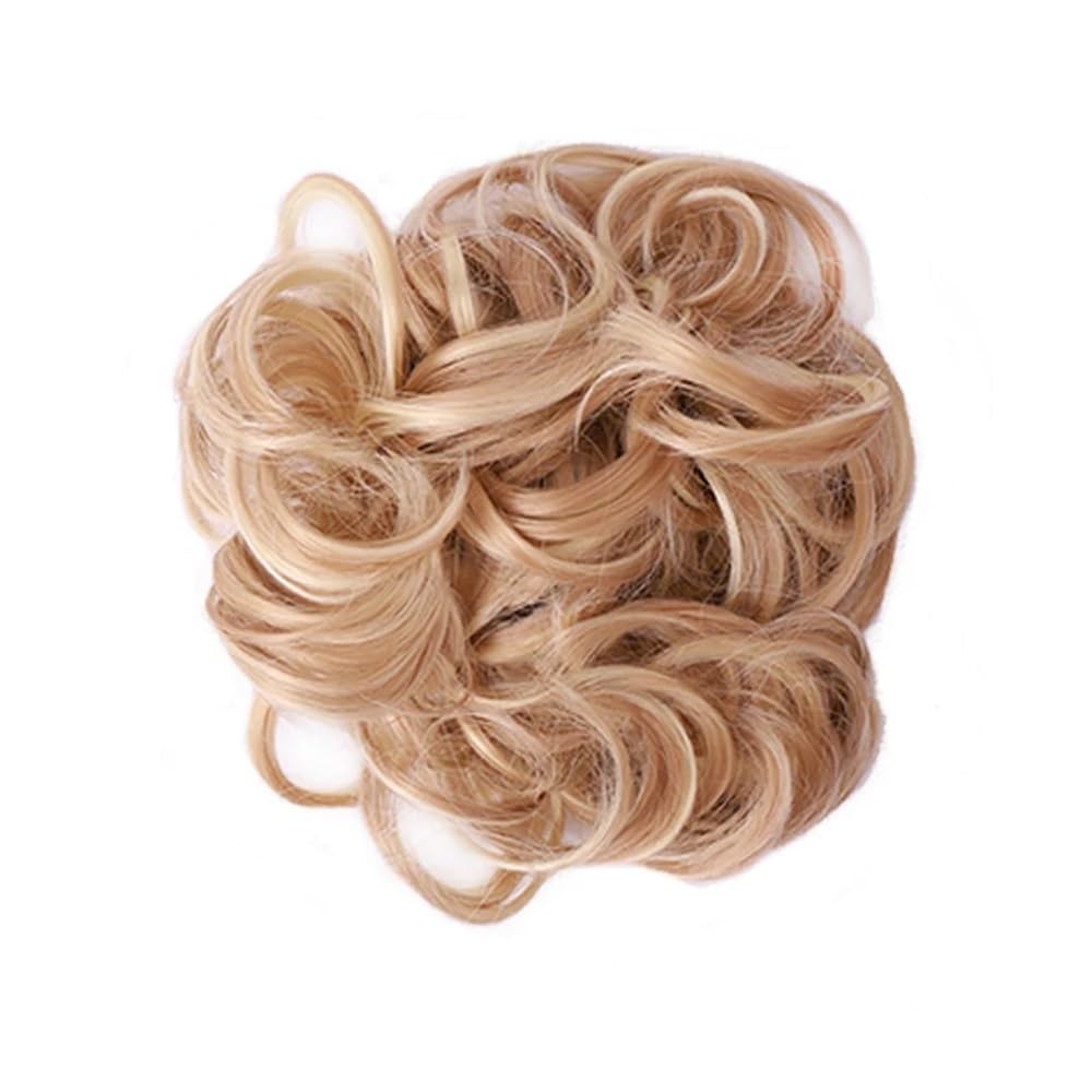 QRSTUVXZY DIY Wrap Around Bun Hairs Synthetic Messy Haires Piece Curly Wavy Hair Buns Scrunchies Long Ponytail Extensions(Dark Bloned)