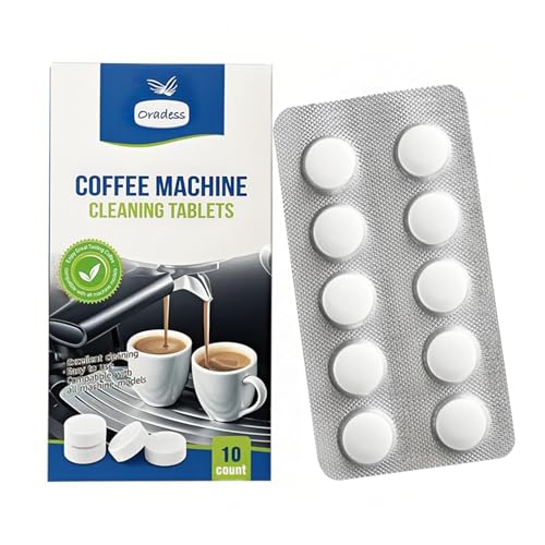 10 tabletek czyszczących do ekspresów do kawy, w pełni automatycznych tabletek do czyszczenia, skuteczne przeciwko pozostałościom oleju kawowego, odpowiednie do automatów do zabudowy i innych