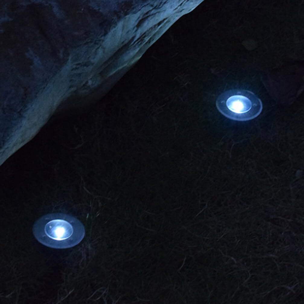 DOITOOL Flat Solar Lights Outdoor Pathway: 4PCS Lights Outdoor Waterproof Solar Ground Lights - Solar Disk Light for Pathway, Yard, Lawn