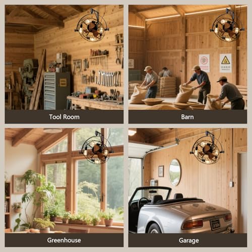 21" Fansconce, 360° Adjustable Tilt and Plug in Wall Mounted Fan, Garage Ceiling Fan with Lights and Remote, Reversible 6-Speed Timming Wall Fan for Residential, Greenhouse, Patio, Commercial etc by MOOONICHE - Image 8