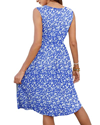 Image of MOLERANI Women Summer Dresses Sleeveless Casual Loose Swing Button Down Midi Dress with Pockets