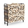 onlyfire 4Ft Outdoor Indoor Firewood Log Rack for Fireplace Wood Storage, Heavy Duty Wood Pile Lumber Storage Stacker Organizer, Black