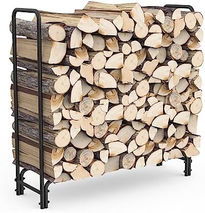 Porte-Bûches GOPLUS 250x36x122.5 Cm - Support Bois De Chauffage Métal, Capacité 500 Kg, Intérieur/Extérieur