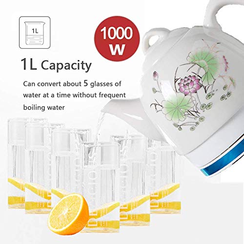 Tetera eléctrica cerámica 1L inalámbrica blanca 1000W miniatura 2