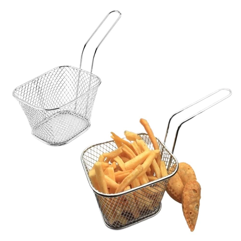 Koszyk Smażenia Kawałki Frytki Koszyk Kwadratowy Chip Stal nierdzewna Do Użytku Domowego(2PCS)