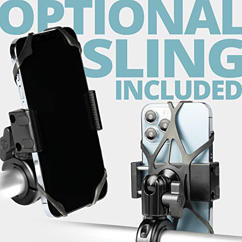 Tackform Metal Motorcycle Mount For Phone [Enduro Series] - No Slings Needed. Rock Solid Holder Compatible With Regular And Plus Sized Iphone And Samsung Devices. Industrial Spring Grip #TOP7