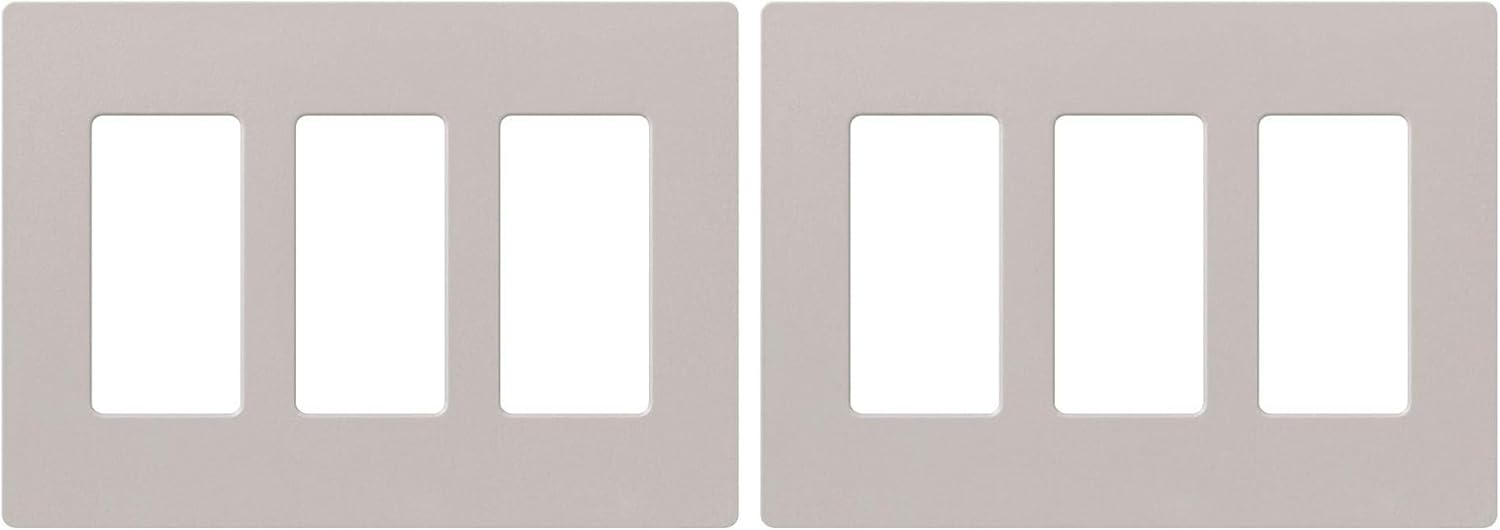 Lutron Claro Light Switch Cover Plate, 3 Gang Wallplate, for Decorator Light Switches, Rocker Light Switch Cover, Outlet Cover, Screwless Switch Plate Cover, Gloss, CW-3-WH-4, White, 4 Pack