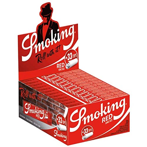 Box 24 x Smoking RED KS Papers inkl Filtertips (24x33/33) Tips Filter Zigarettenpapier
