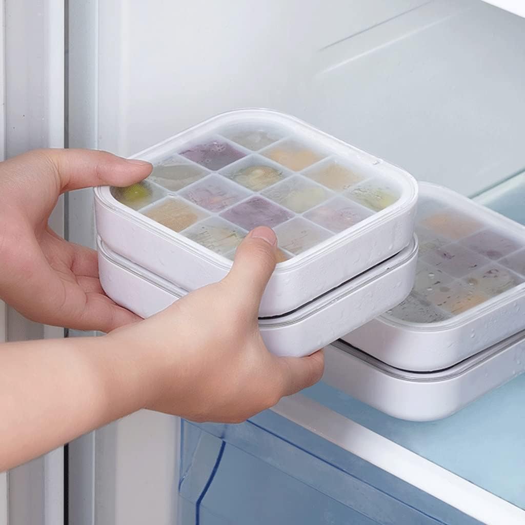 Silicone Ice Tray Ice Cube Ice-Making Mold Ice-Making Box Household Food-Grade Artifact Storage Box (White One) (White Two)