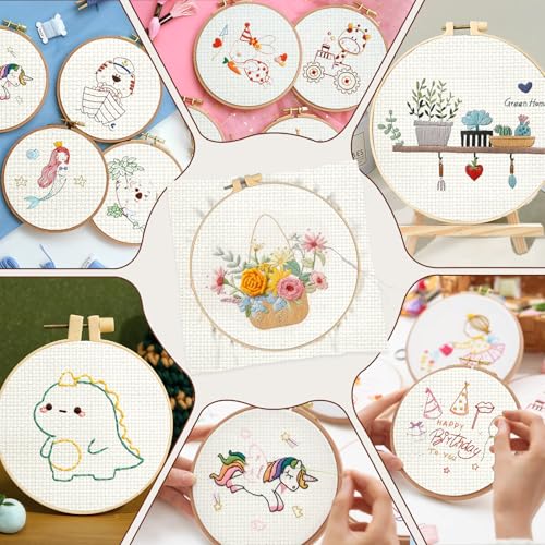 Image of 16 PCS Aida Cloth 14 Count Cross Stitch Fabric, 4 Different Sizes 5.9 to 11.8inch, Pre-Cut Squares Fabric for Craft Embroidery, Handmade Needlework, DIY Handicrafts (Beige)