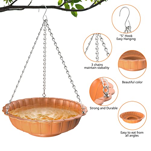 Fnydvis Hanging Bird Bath, Birdbath Bowl Hanging Bird Feeder Tray For Outdoor Garden, Patio, Backyard, Large Capacity, Gift For Bird Lovers (Brown) #TOP1
