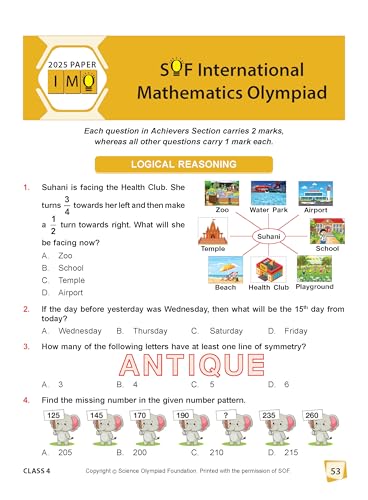 Image of MTG International Mathematics Olympiad (IMO) Workbook Class 4 - Chapter-wise MCQs with Achievers Section - SOF Olympiad Books For 2026-27 Exam