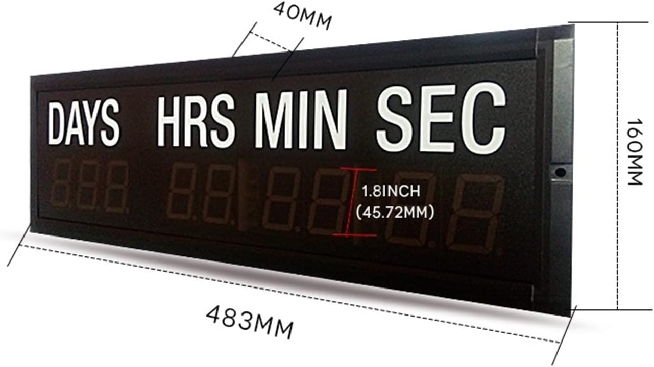 Race Timing Clock LED High-Definition Digital Clock Countdown Timer 1.8 Inch 9-Digit Indoor Gym Boxing Gym Shopping Mall Daily Countdown Clock for Running Events Marathon Climbing