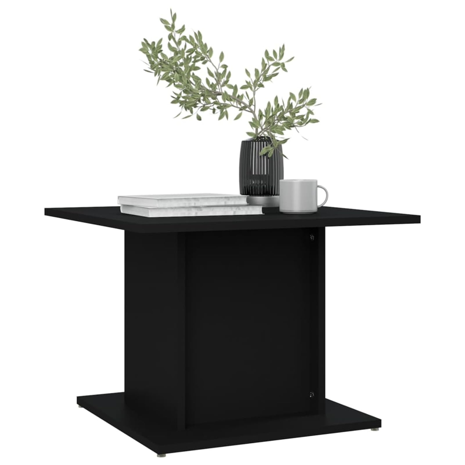 Homgoday Tavolino da caffè nero 55,5 x 55,5 x 40 cm, in legno ingegnerizzato, tavolino da tè per soggiorno, sala ricevimenti per ospiti, camera da letto e ufficio