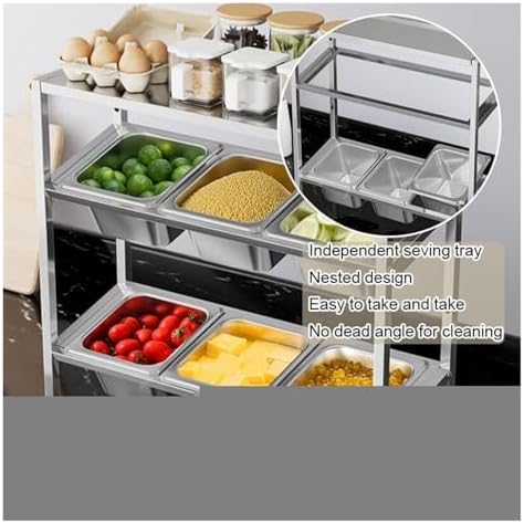 Stainless Steel Condiment Dispenser & Food Display Rack - Versatile Pizza Topping Station for Kitchen & Buffet Organization, Perfect for Easy Access & Serving