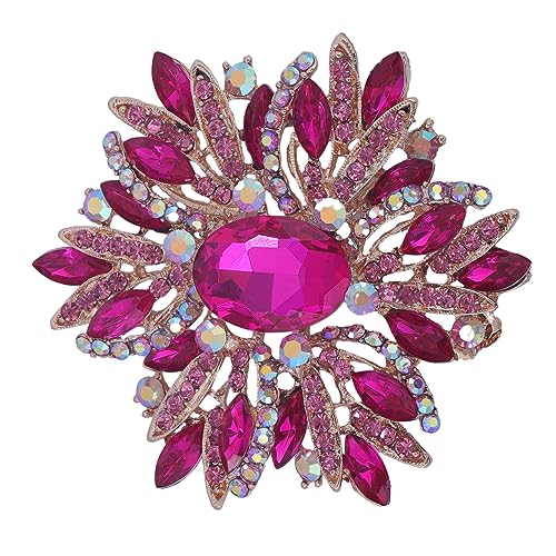 Image of SELOVO 3.5 inch Huge Big Large Brooch Pendant Scarf Hats Decoration Blue Flower Pin Gold Tone