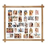 Picture Frames Collage,Photo Display Board With Clips,Hanging Picture Wall Decor For Graduation Letter Postcard Greeting Card Organizer Holder,Metal Bead String,Pine,Upgraded,Large(Carbonized Brown)
