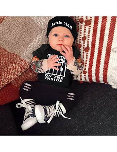 Image of Newborn Baby Boy Cotton Fake Tattoo Sleeve Romper Rockabilly Bodysuits Outfits Clothes