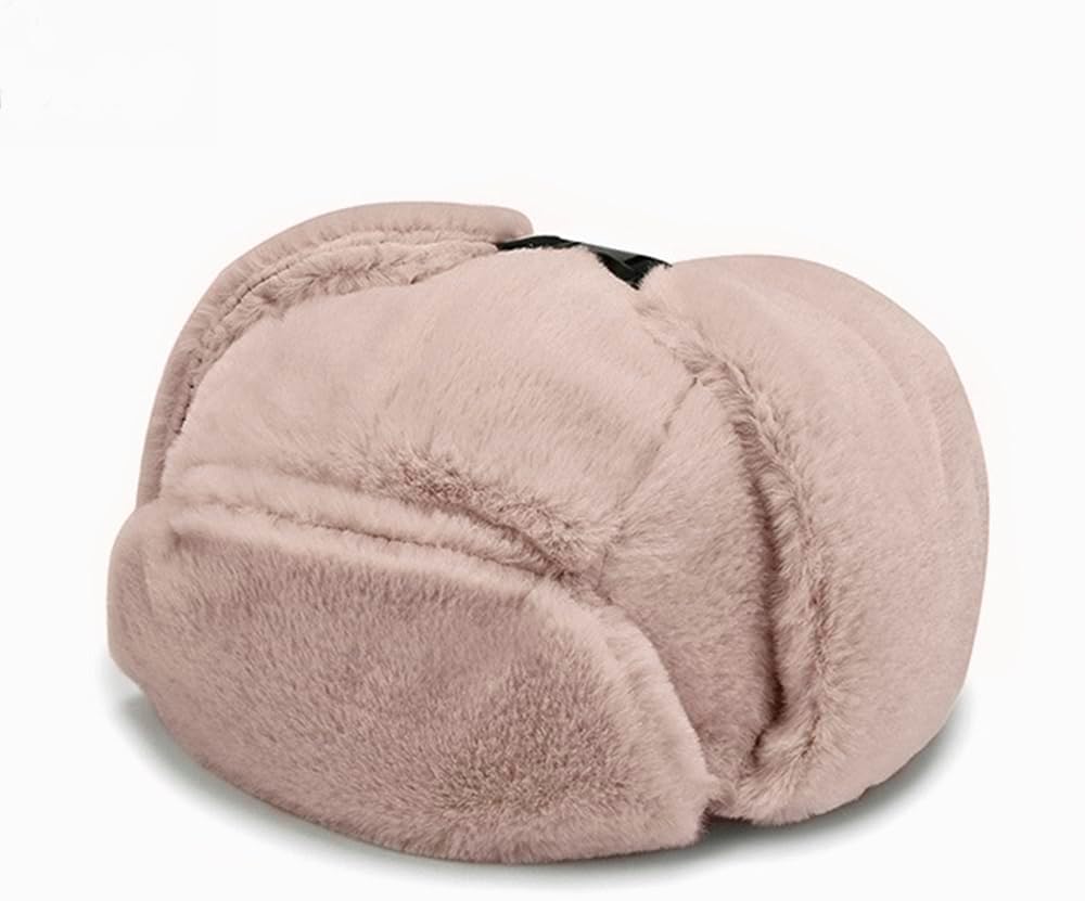 Women Bomber Hats Faux Fur Trapper Hat Ushanka Russian Earflap Ski Cap Windproof Thicken Winter Warm Balaclava Hat for Skiing Cycling