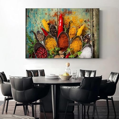 Décoration de la maison moderne avec tableau de cuisine épices et cadre rigide