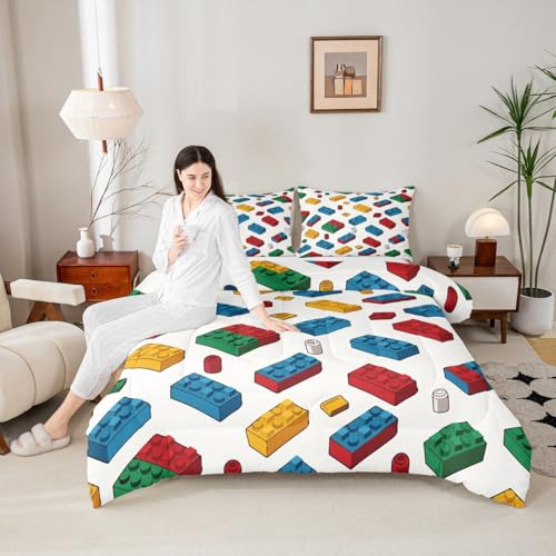 Image of Feelyou Building Blocks Toy Brick Comforter Set King Size Kids Boys Bedding