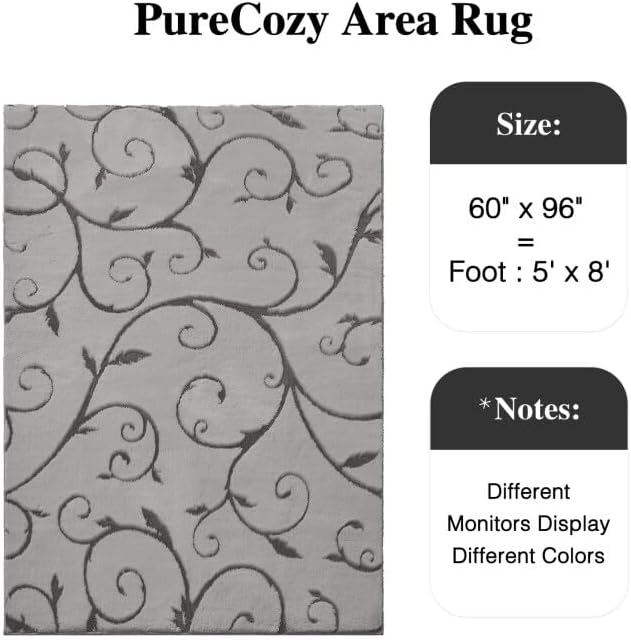 Gray Washable Area Rug - Soft Shag 5x8 for Living Room