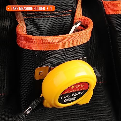 YOOFAN Tool Belt 15 Pockets – 1680D Heavy Duty Work Toolbelt for Men, Carpenter, Construction, Framing - Orange - Thumbnail 4