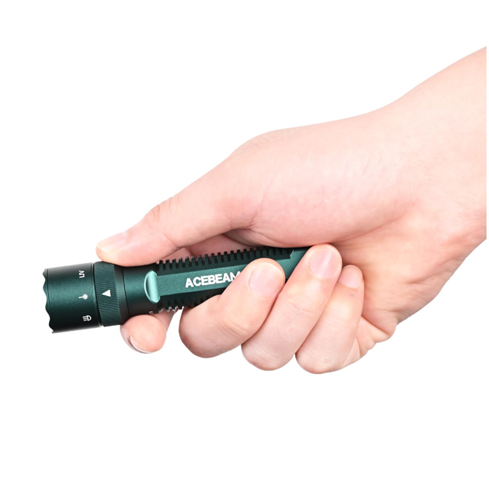ACEBEAM K1 Torcia EDC AA ricaricabile con fascio verde, UV e LED bianco combinati, torcia led potente professionale 1000 lumen, torcia piccola a tripla fonte per emergenze, campeggio, casa