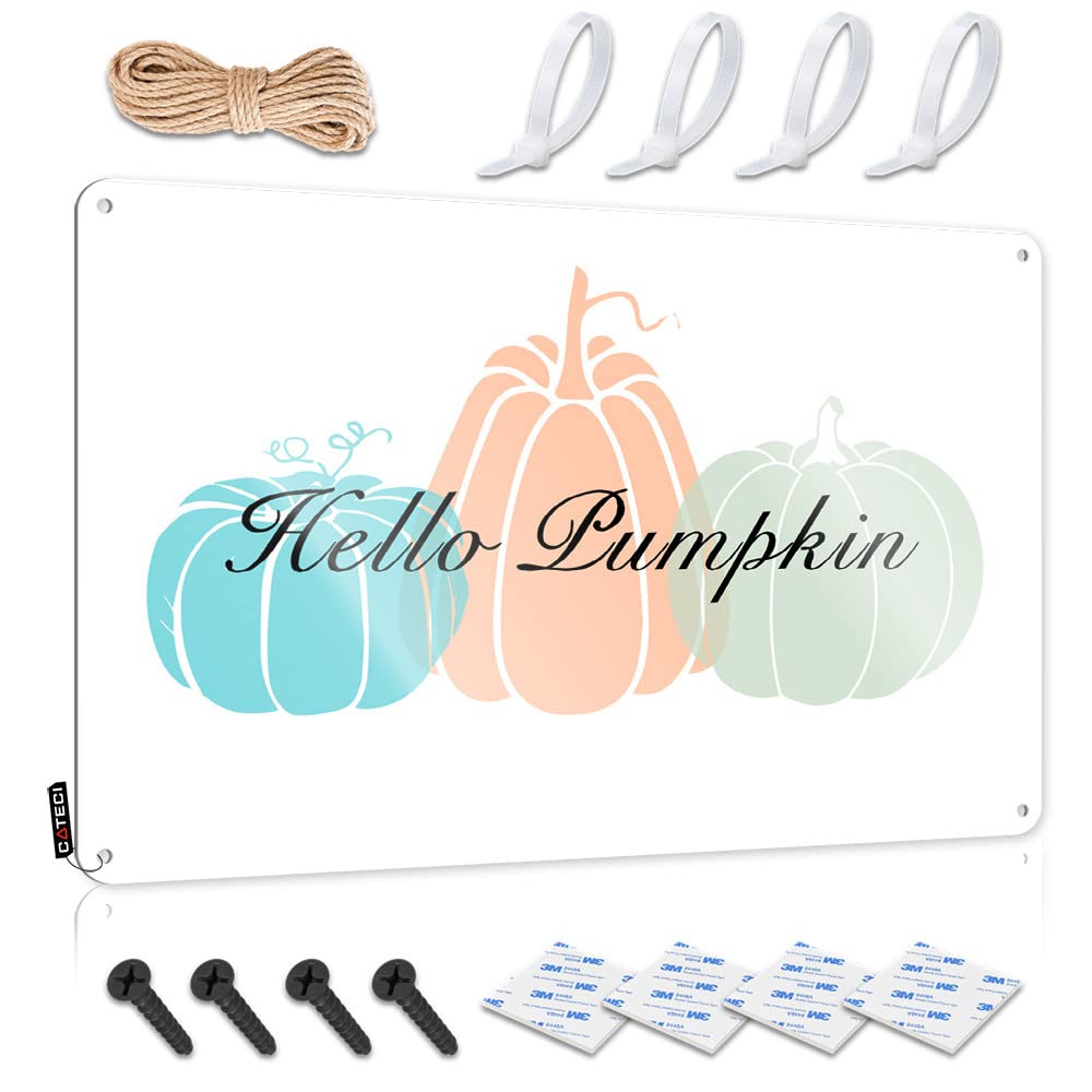 Funny Sign Decor Hand-Drawn Style Hello Pumpkin Tin Sign Beer Decorations For Man Cave Bar Decor For Home(30X40CM)