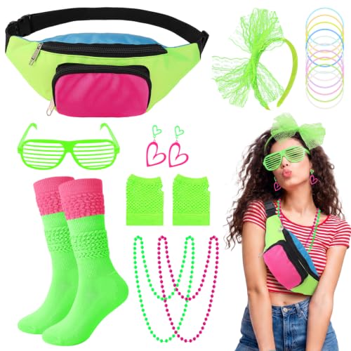 ZhouBoat 80s Accessories for Women 80s Halloween Party Fluorescent Green