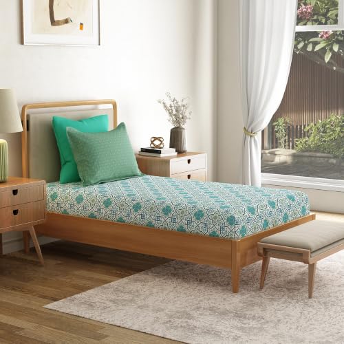 Image of Mytrident Bedsheet for Single Bed Cotton | 60 inch x 90 inch | Flourish Blue