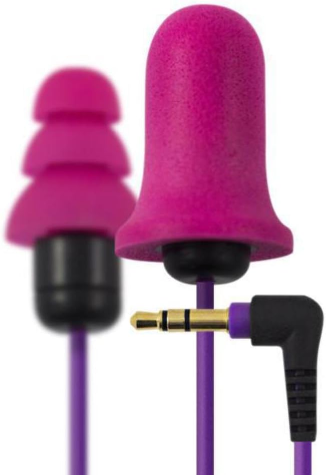 Plugfones Purple Foam Ear Plugs Earbuds for Music and Hearing Protection- Music and Hearing Protection