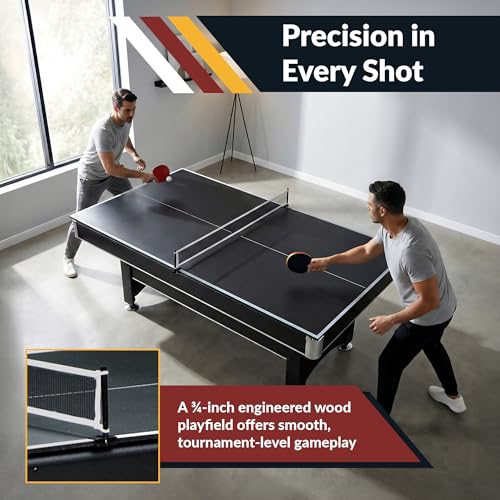 Hathaway Spartan 6 Ft Pool Table, with Ping Pong Multi Game Combo Tables for Family Recreation Game Rooms - Includes Billiard Balls, Cues, Paddles, Brush & More - Image 6