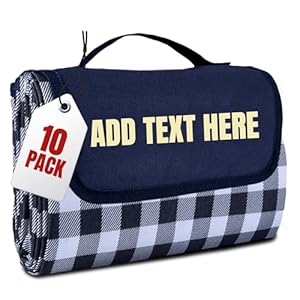 10 Pack Personalized Extra Large Picnic Blanket – Customized Outdoor Beach Blanket, Waterproof Sandproof Portable Blankets – Foldable and Lightweight Mat for Camping, Park, Hiking, Personalized Gift