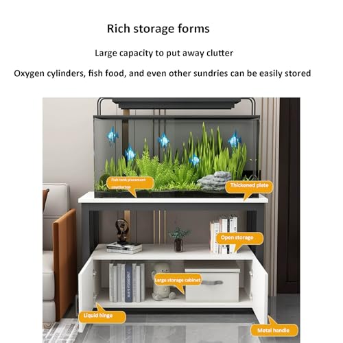 Support d'aquarium en métal robuste avec double étagère de rangement