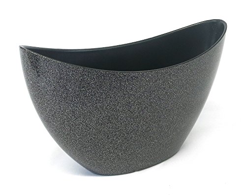 Decoline Kunststoff Blumentopf Schiff (schwarz Glitter, M: 24.5 x 15cm)
