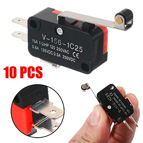 Hiletgo 3-01-1191 10Pcs V-156-1C25 Lead Limit Switch Spdt Switch Silver Base Contact Roller Swing thumb #1
