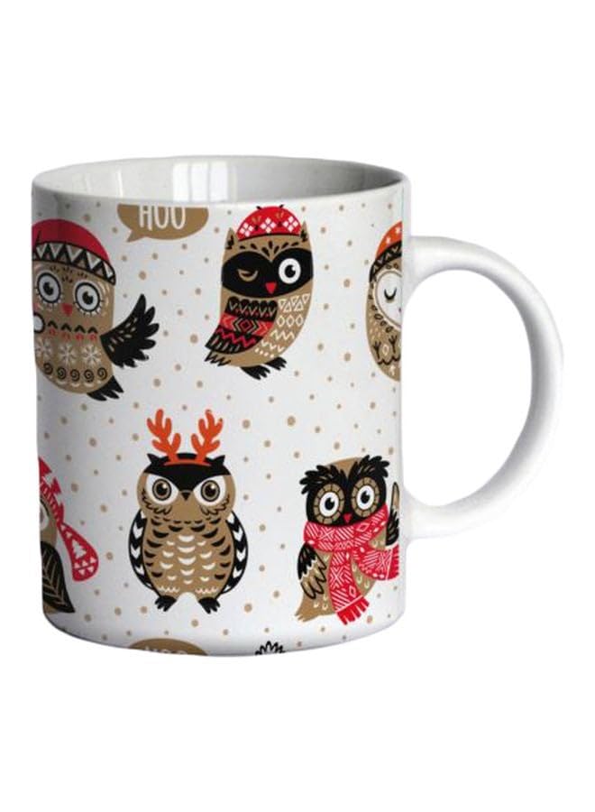 RYN Owl Printed Mug White/Black/Beige Standard