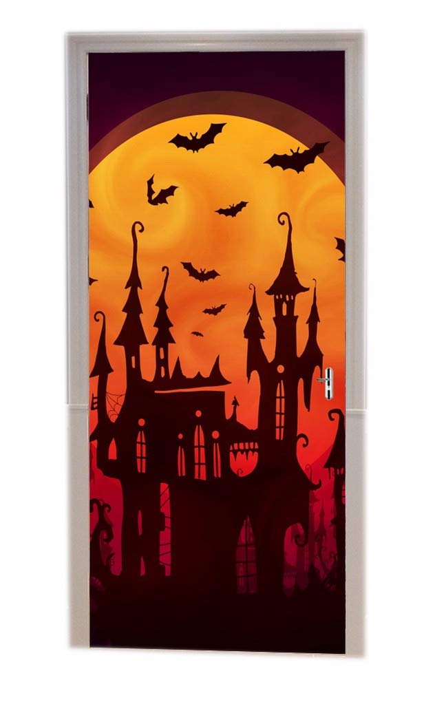 Autocollant poster de porte Halloween pour relooker une porte abîmée