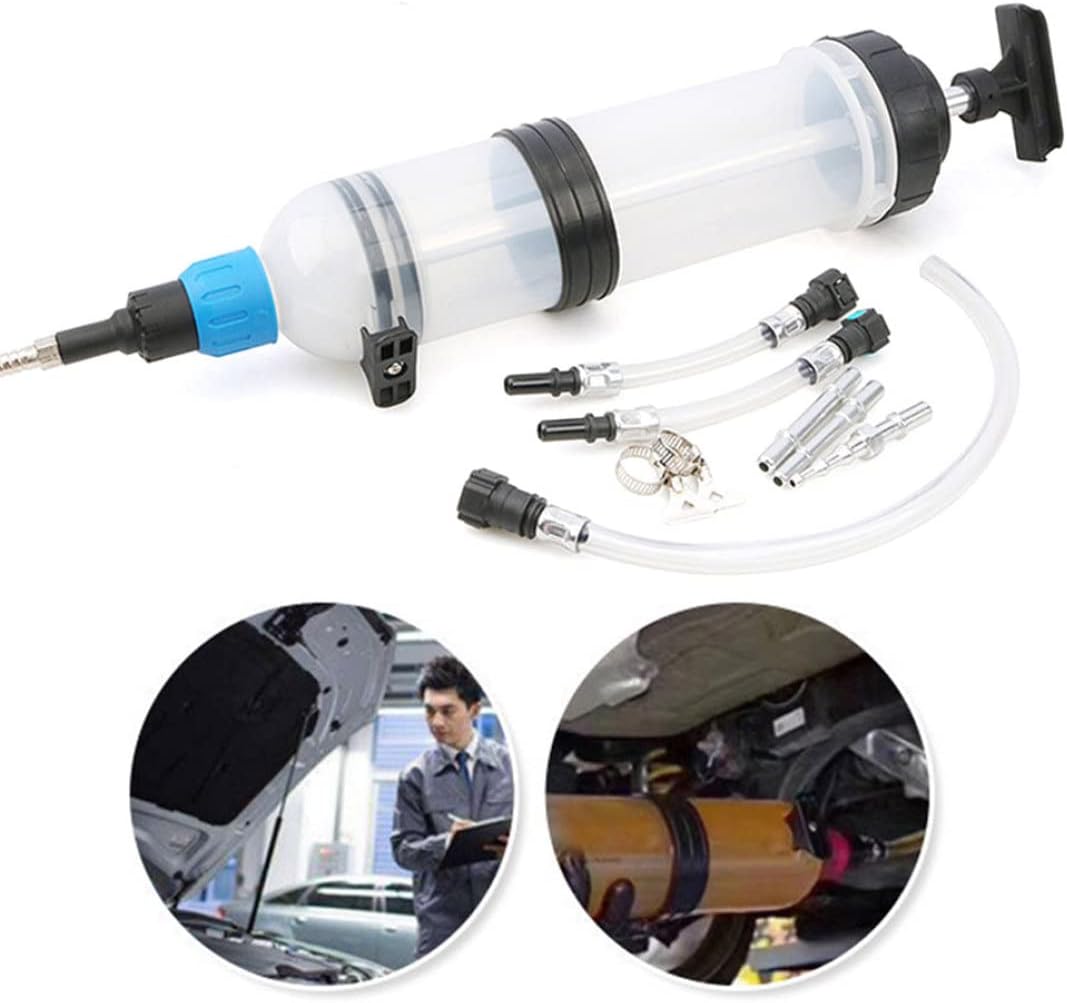 Oil Syringe Liquid Extractor Automobile Fuel Transfer 1500ml Large Capacity for Brake Fluid Engine Cooolant Big tubing syringe, White