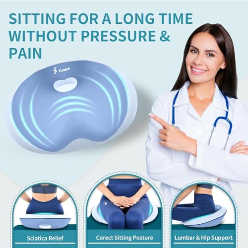 Image of FLORICH Seat Cushion Lumbar Support Pillow for Office Chair, Car Lower Back Support, Ergonomic Desk Chair Pillow for Butt and Back Support of Memory Foam Seat Pad(Blue)