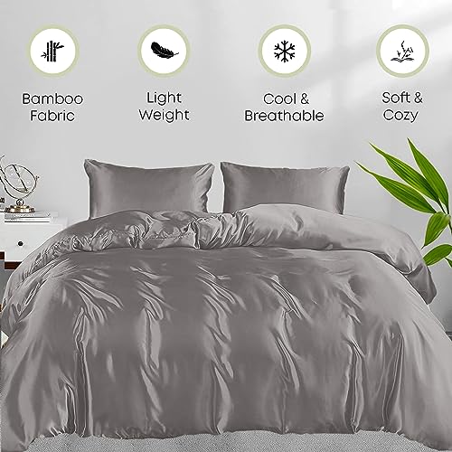 LINENWALAS King Duvet Cover 3Pc Set Organic Bamboo Bedding Set Anti Allergy Comforter Cover Set 226x220 Soft, Cooling - Image 4