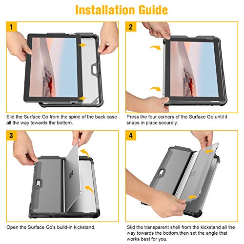 Fintie Hard Case for Microsoft Surface Go 3 2021 / Surface Go 2 2020 / Surface Go 2018, Shockproof Folio Protective Rugged Cover Compatible with Type Cover Keyboard + Original Kickstand, Frost Clear by FINTIE - Image 7