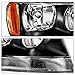 TUSDAR Halogen Headlight Assembly for 1999-2004 Jeep Grand Cherokee WJ Driver and Passenger Side Black Housing with Amber Reflector