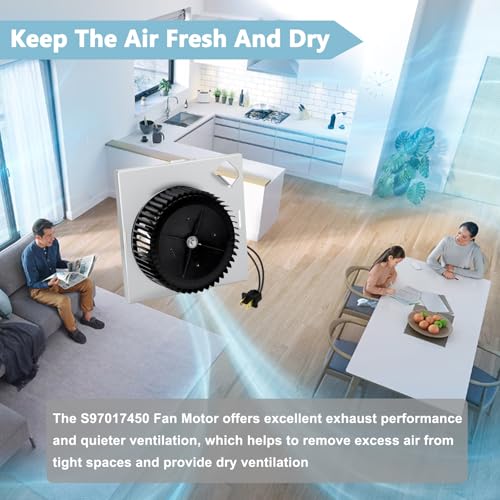 Image of Hiorucet S97017450 Bathroom Fan Assembly for Nutone Broan 771-A, 771A, 771, Exhaust Fan Motor Replaces S97017450, 70CFM, 3000 RPM, 120V, 1.5A, 99080599 Copper Motor, Blower Wheel and Mounting Plate.