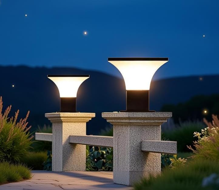 Image of Lyse Decor Gate Lights for Outdoor Waterproof, Gate Lamps for Main Gate, Pillar Light, Farmhouse Boundry Light and Decorative Outdoor Lamp (GL55, Pack of 2)
