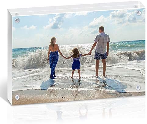 HAISEN Acrylic Picture Frame 8.5x11inch (12+12mm) Clear Magnet Photo Desktop Frames
